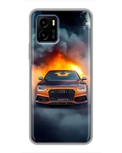 Чехол для Vivo Y15s с картинкой «Audi в огненном дыму»