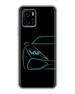 Чехол для Vivo Y15s с картинкой «Голубой силуэт Lamborghini»
