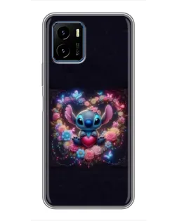 Чохол для Vivo Y15s з картинкою «Stitch у квітах»