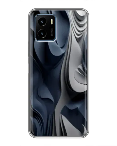 Чехол для Vivo Y15s с картинкой «Объемные синие складки»