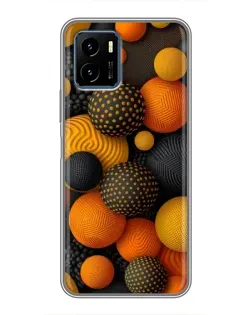 Чехол для Vivo Y15s с картинкой «Объемные оранжевые сферы»