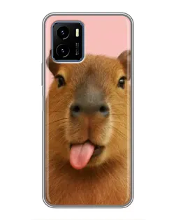 Чехол для Vivo Y15s с картинкой «Капибара с языком»