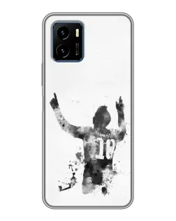 Чохол для Vivo Y15s з картинкою «Чорно-білий силует Мессі»