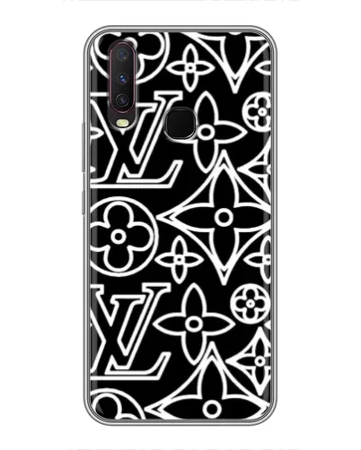 Чехол для Vivo Y17 с картинкой «Черно-белый узор LV»