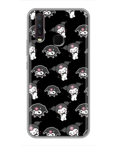 Чехол для Vivo Y17 с картинкой «Черный паттерн Kuromi»