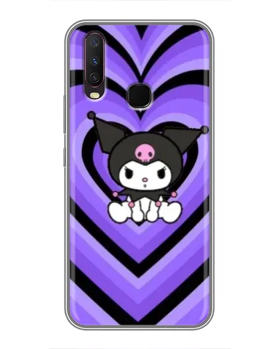 Чехол для Vivo Y17 с картинкой «Kuromi и фиолетовые сердца»