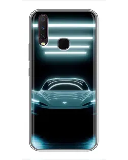 Чехол для Vivo Y17 с картинкой «Tesla в неоне»