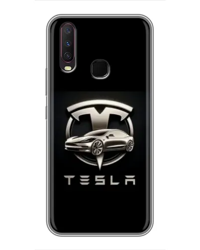 Чехол для Vivo Y17 с картинкой «Tesla — серебристое авто» Чехол для Vivo Y17 с картинкой «Tesla — серебристое авто»