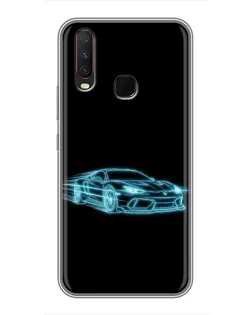 Чехол для Vivo Y17 с картинкой «Неоновый контур Lamborghini»