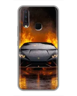 Чехол для Vivo Y17 с картинкой «Lamborghini в огне»