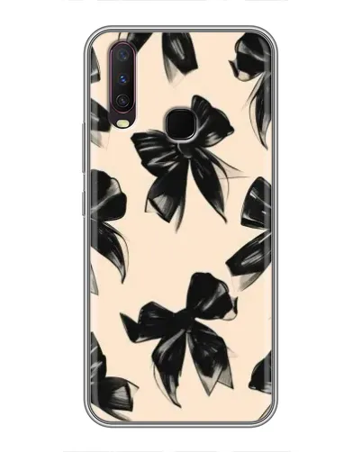 Чехол для Vivo Y17 с картинкой «Паттерн черные банты» Чехол для Vivo Y17 с картинкой «Паттерн черные банты»