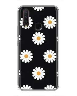 Чехол для Vivo Y17 с картинкой «Ромашки на черном»