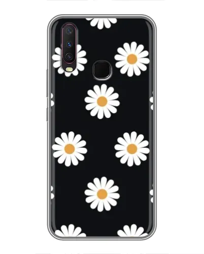 Чехол для Vivo Y17 с картинкой «Ромашки на черном»