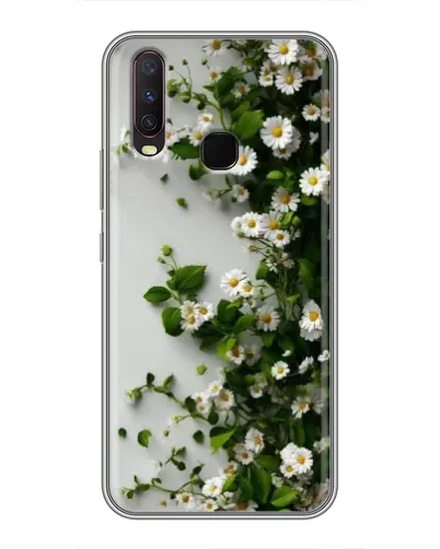 Чехол для Vivo Y17 с картинкой «Ветка мелких белых цветов»