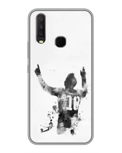 Чехол для Vivo Y17 с картинкой «Черно-белый силуэт Месси»