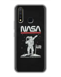 Чехол для Vivo Y19 с картинкой «NASA — шагаем по Луне»
