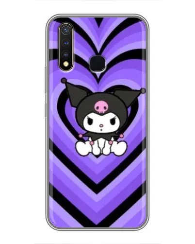 Чехол для Vivo Y19 с картинкой «Kuromi и фиолетовые сердца»
