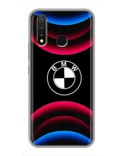 Чехол для Vivo Y19 с картинкой «Логотип BMW и неоновые дуги»