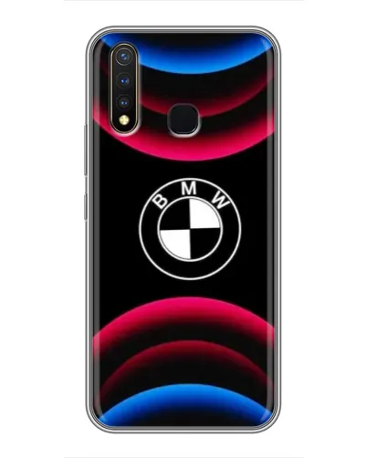 Чехол для Vivo Y19 с картинкой «Логотип BMW и неоновые дуги»