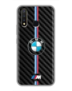 Чехол для Vivo Y19 с картинкой «Эмблема BMW и карбон»