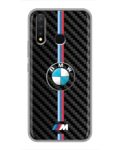 Чехол для Vivo Y19 с картинкой «Эмблема BMW и карбон»