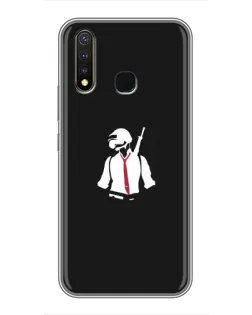 Чехол для Vivo Y19 с картинкой «PUBG — силуэт воина»