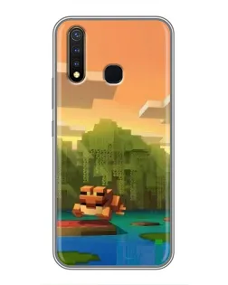 Чохол для Vivo Y19 з картинкою «Майнкрафт захід сонця»