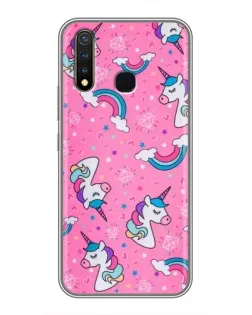 Чехол для Vivo Y19 с картинкой «Unicorn паттерн розовый»