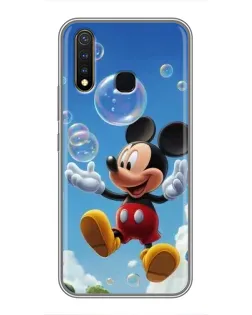 Чехол для Vivo Y19 с картинкой «Mickey и мыльные пузыри»