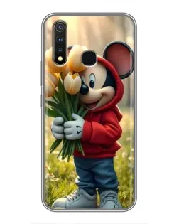 Чехол для Vivo Y19 с картинкой «Микки с тюльпанами»