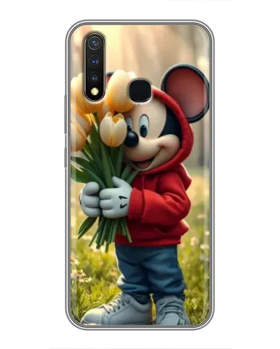 Чехол для Vivo Y19 с картинкой «Микки с тюльпанами»