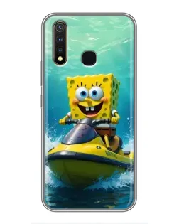 Чохол для Vivo Y19 з картинкою «Спанч Боб на гідроциклі»
