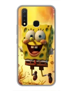 Чехол для Vivo Y19 с картинкой «Губка Боб прыгает»
