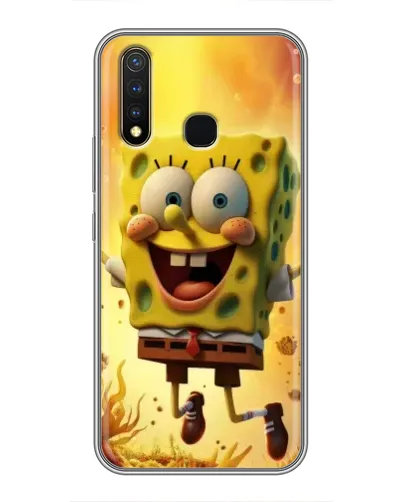 Чехол для Vivo Y19 с картинкой «Губка Боб прыгает»