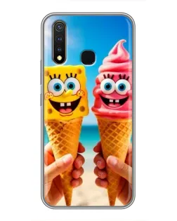 Чехол для Vivo Y19 с картинкой «Спанч Боб мороженое»