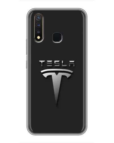 Чехол для Vivo Y19 с картинкой «Стальной логотип Tesla»