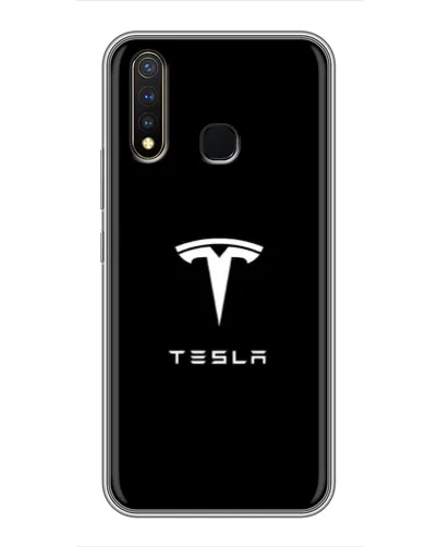 Чехол для Vivo Y19 с картинкой «Tesla White Logo»