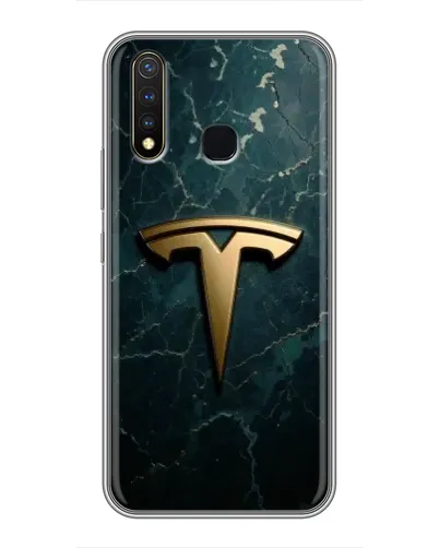 Чехол для Vivo Y19 с картинкой «Мраморная Tesla Gold»