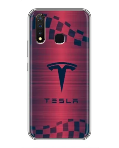 Чехол для Vivo Y19 с картинкой «Тесла красный карбон»