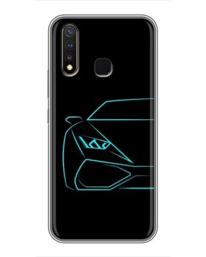 Чехол для Vivo Y19 с картинкой «Голубой силуэт Lamborghini»