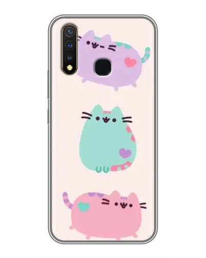 Чехол для Vivo Y19 с картинкой «Pusheen трио»