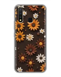 Чохол для Vivo Y19 з картинкою «Візерунок з маленьких соняшників»