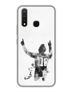 Чохол для Vivo Y19 з картинкою «Чорно-білий силует Мессі»