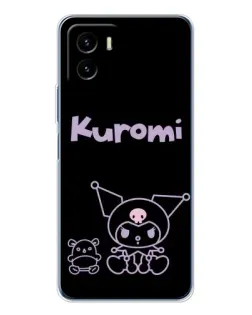 Чехол для Vivo Y19s Pro с картинкой «Kuromi — черный минимализм»