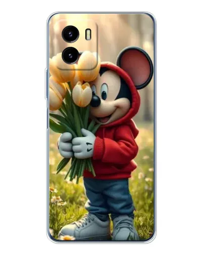 Чехол для Vivo Y19s Pro с картинкой «Микки с тюльпанами»