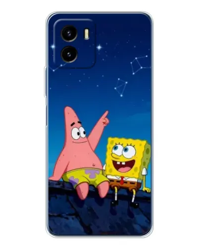 Чехол для Vivo Y19s Pro с картинкой «Губка Боб и Патрик ночью»