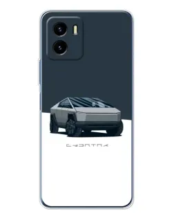 Чехол для Vivo Y19s Pro с картинкой «Серебристый Cybertruck Tesla»