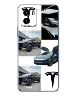 Чехол для Vivo Y19s Pro с картинкой «Коллаж Cybertruck Tesla»