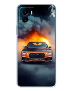 Чехол для Vivo Y19s Pro с картинкой «Audi в огненном дыму»