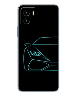 Чехол для Vivo Y19s Pro с картинкой «Голубой силуэт Lamborghini»